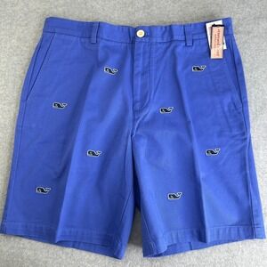 Vineyard Vines Breaker Shorts Mens Size 35 x 9 Marlin Blue Embroidered Whale NWT